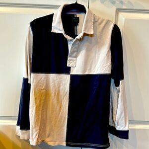 Mini-Boden boys classic rugby shirt.  Blue and white in perfect condition.